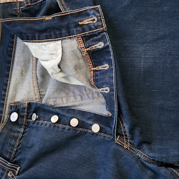 Levi's Blue 501 Button-Fly Denim Straight Leg Jeans - Picture 7 of 9